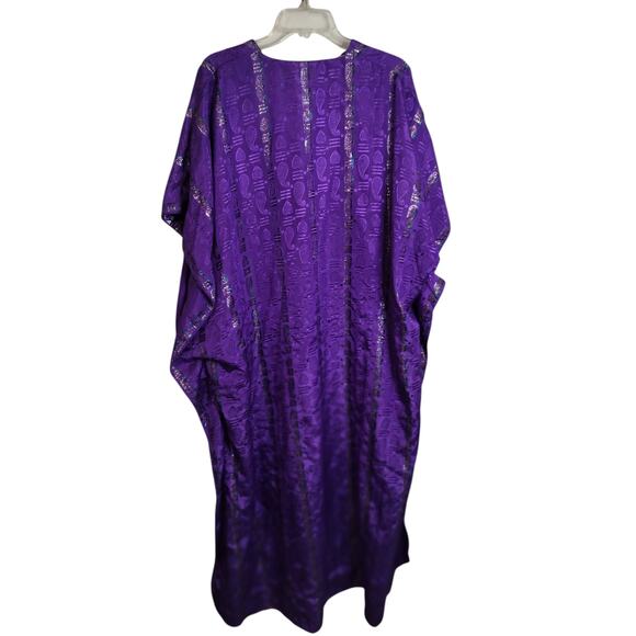 4272). Mystique Purple Heart Paisley Peint  Kaftan Dress One Size fits All - Picture 2 of 7
